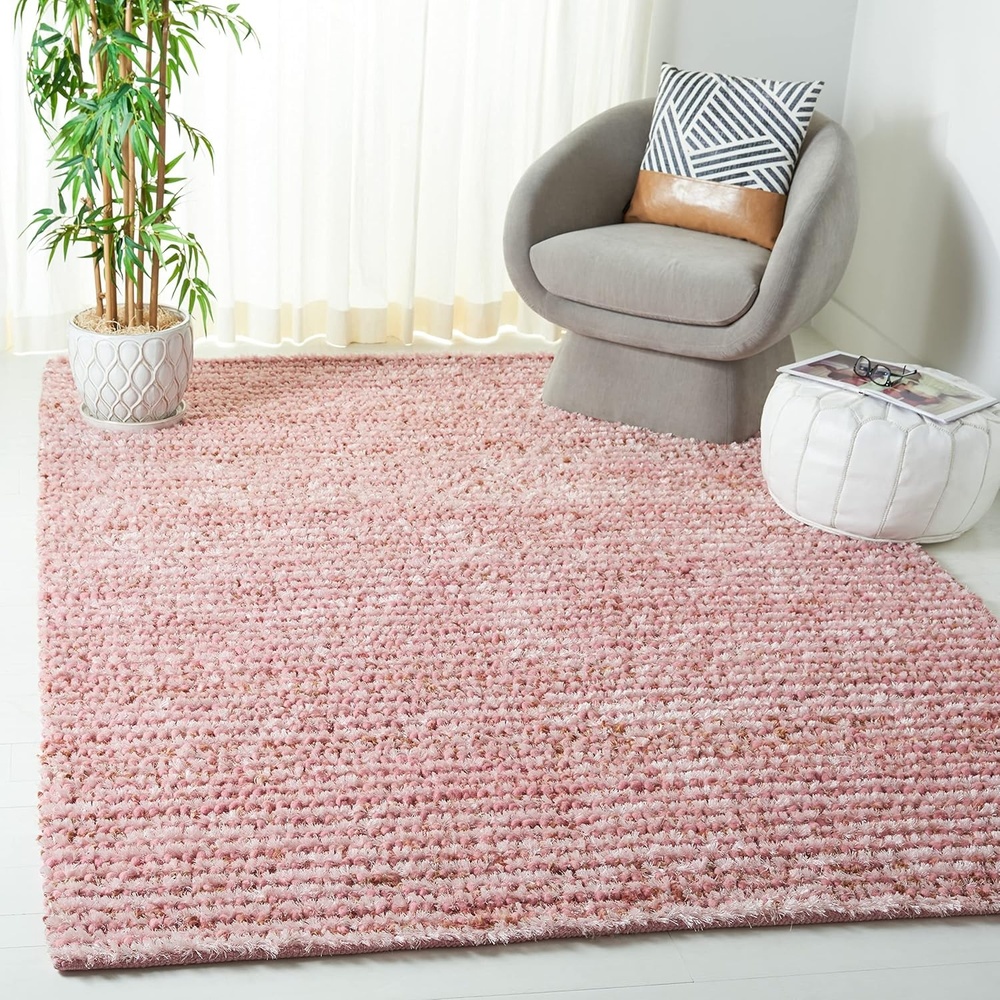 image:imageSAFAVIEH Area Rug 8x10 Aspen Shag Collection Large White amp Beige Handmade Wool 1inch Thick Ideal for Living Room Bedroom Office Dining Space SG640APink