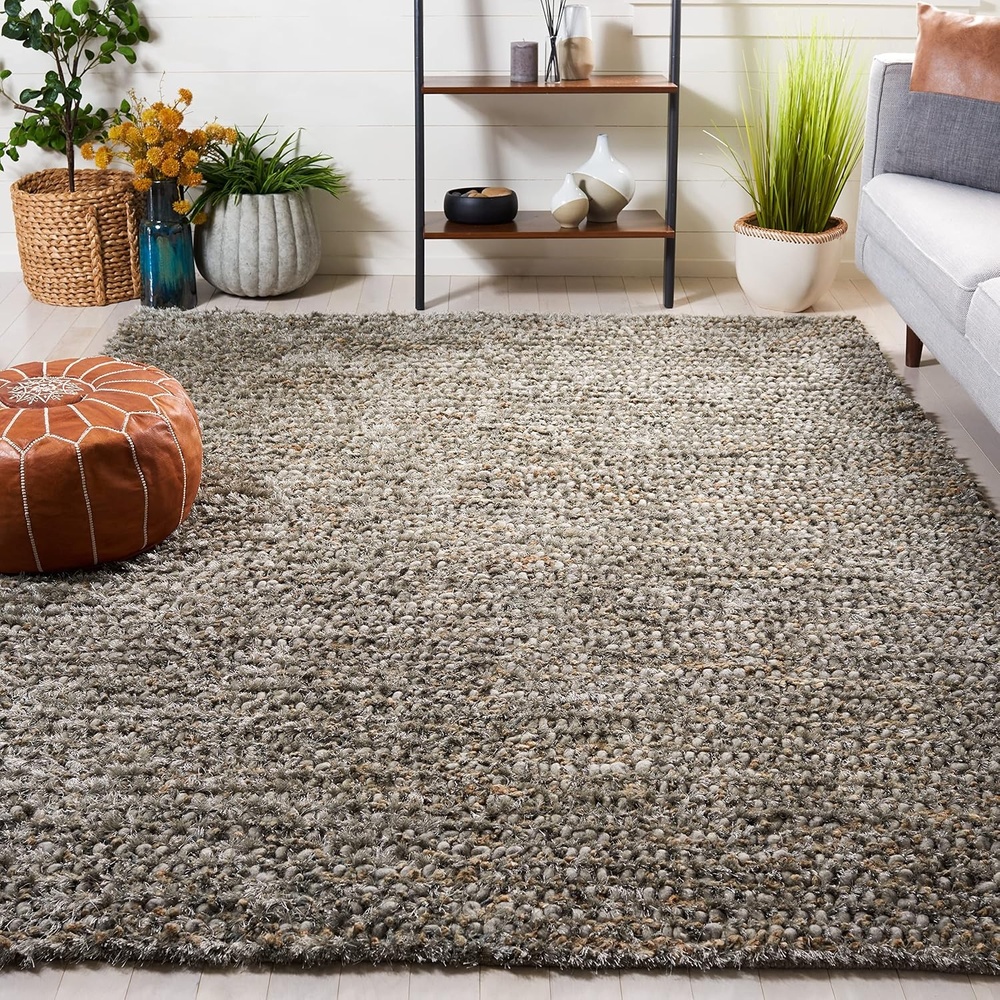 image:imageSAFAVIEH Area Rug 8x10 Aspen Shag Collection Large White amp Beige Handmade Wool 1inch Thick Ideal for Living Room Bedroom Office Dining Space SG640AGrey