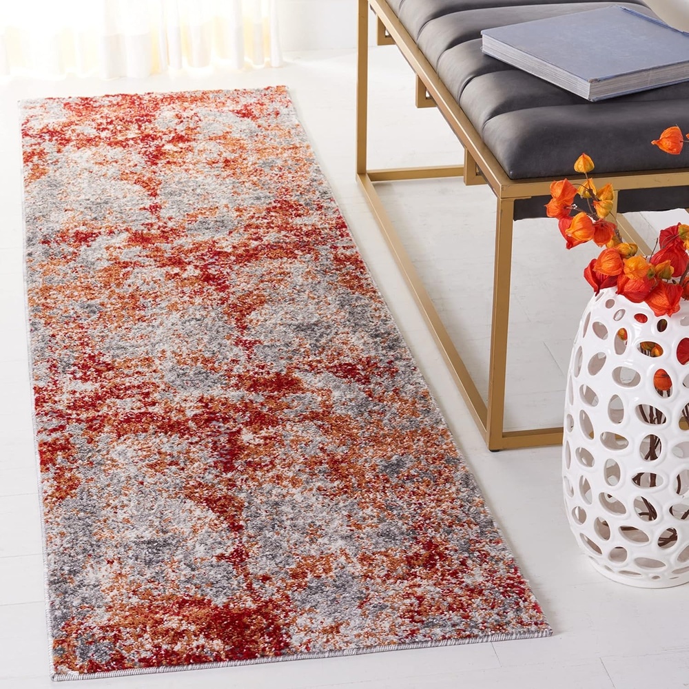 image:imageSAFAVIEH Area Rug 8x10 Aston Collection Large Navy amp Grey Modern Abstract Design NonShedding amp Easy Cleaning Ideal for Living Room Bedroom Office Dining Space ASN710NRedGrey