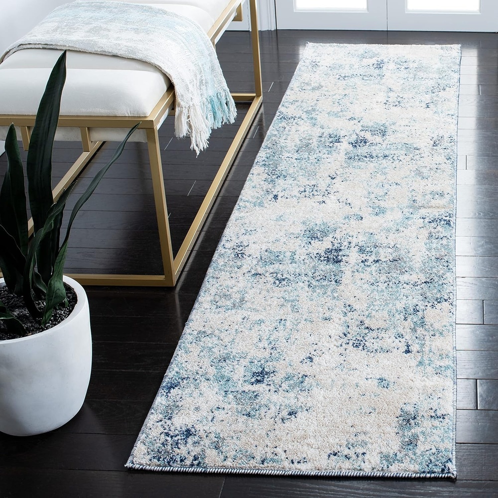 image:imageSAFAVIEH Area Rug 8x10  Aston Collection  Large  Navy amp Grey Modern Abstract Design NonShedding amp Easy Cleaning Ideal for Living Room Bedroom Office Dining Space ASN710NIvoryBlue