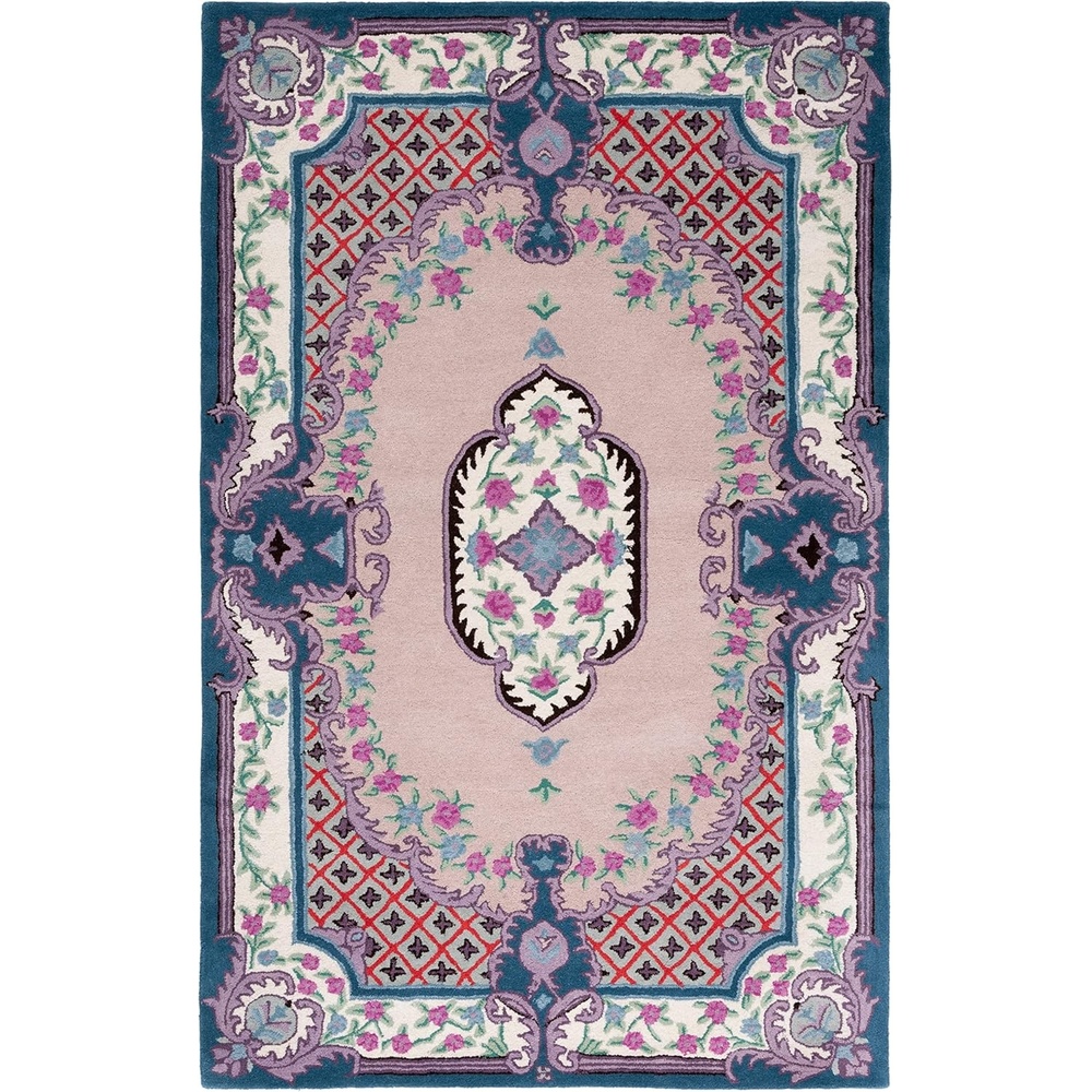 image:imageSAFAVIEH Area Rug 8x10 Bellagio Collection Large Blue amp Pink Handmade Wool Medallion Design Ideal for Living Room Bedroom Office Dining Space BLG535MPinkIvory