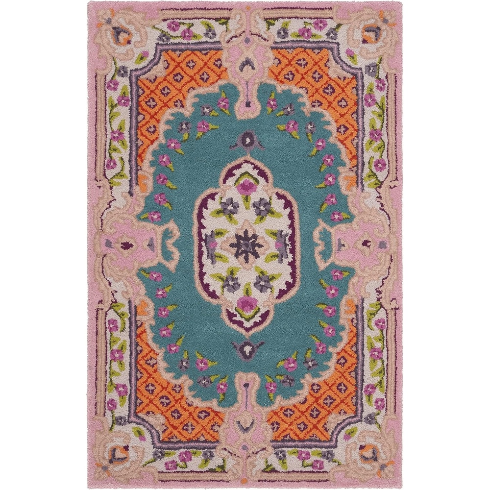 image:imageSAFAVIEH Area Rug 8x10 Bellagio Collection Large Blue amp Pink Handmade Wool Medallion Design Ideal for Living Room Bedroom Office Dining Space BLG535MBluePink