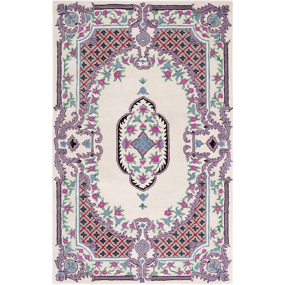 image:imageSAFAVIEH Area Rug 8x10 Bellagio Collection Large Blue amp Pink Handmade Wool Medallion Design Ideal for Living Room Bedroom Office Dining Space BLG535MIvory