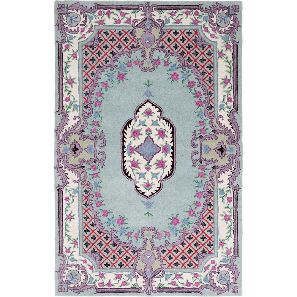 image:imageSAFAVIEH Area Rug 8x10 Bellagio Collection Large Blue amp Pink Handmade Wool Medallion Design Ideal for Living Room Bedroom Office Dining Space BLG535MLight GreenIvory