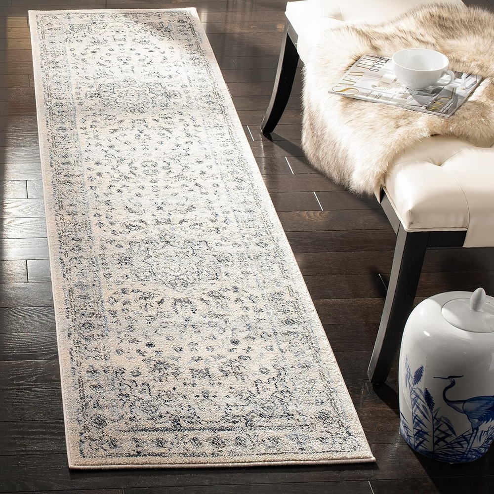 image:imageSAFAVIEH Area Rug 8x10 Charleston Collection Large Navy amp Creme Oriental Distressed Design NonShedding amp Easy Cleaning Ideal for Living Room Bedroom Office Dining Space CHL411NIvoryLight Blue