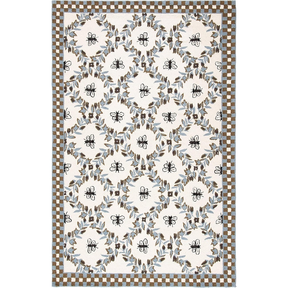 image:imageSAFAVIEH Area Rug 8x10 Chelsea Collection Large Ivory amp Green HandHooked Wool French Country Design Ideal for Living Room Bedroom Office Dining Space HK55AIvoryLight Blue