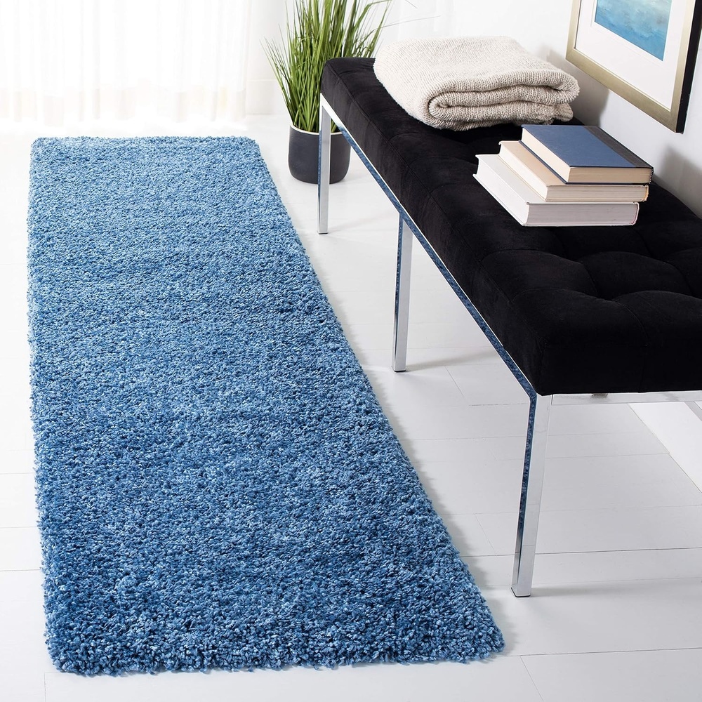 image:imageSAFAVIEH Area Rug 8x10 Evolution Shag Collection Large Grey Solid Design NonShedding amp Easy Cleaning Ultra Plush Thick Pile Ideal for Living Room Bedroom Dining Space EVO520FBlue