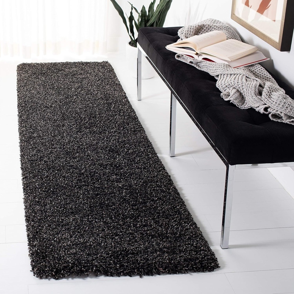 image:imageSAFAVIEH Area Rug 8x10 Evolution Shag Collection Large Grey Solid Design NonShedding amp Easy Cleaning Ultra Plush Thick Pile Ideal for Living Room Bedroom Dining Space EVO520FCharcoal