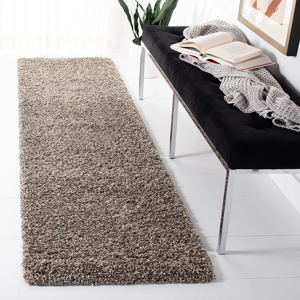 image:imageSAFAVIEH Area Rug 8x10  Evolution Shag Collection  Large  Grey Solid Design NonShedding amp Easy Cleaning Ultra Plush Thick Pile Ideal for Living Room Bedroom Dining Space EVO520FBrown