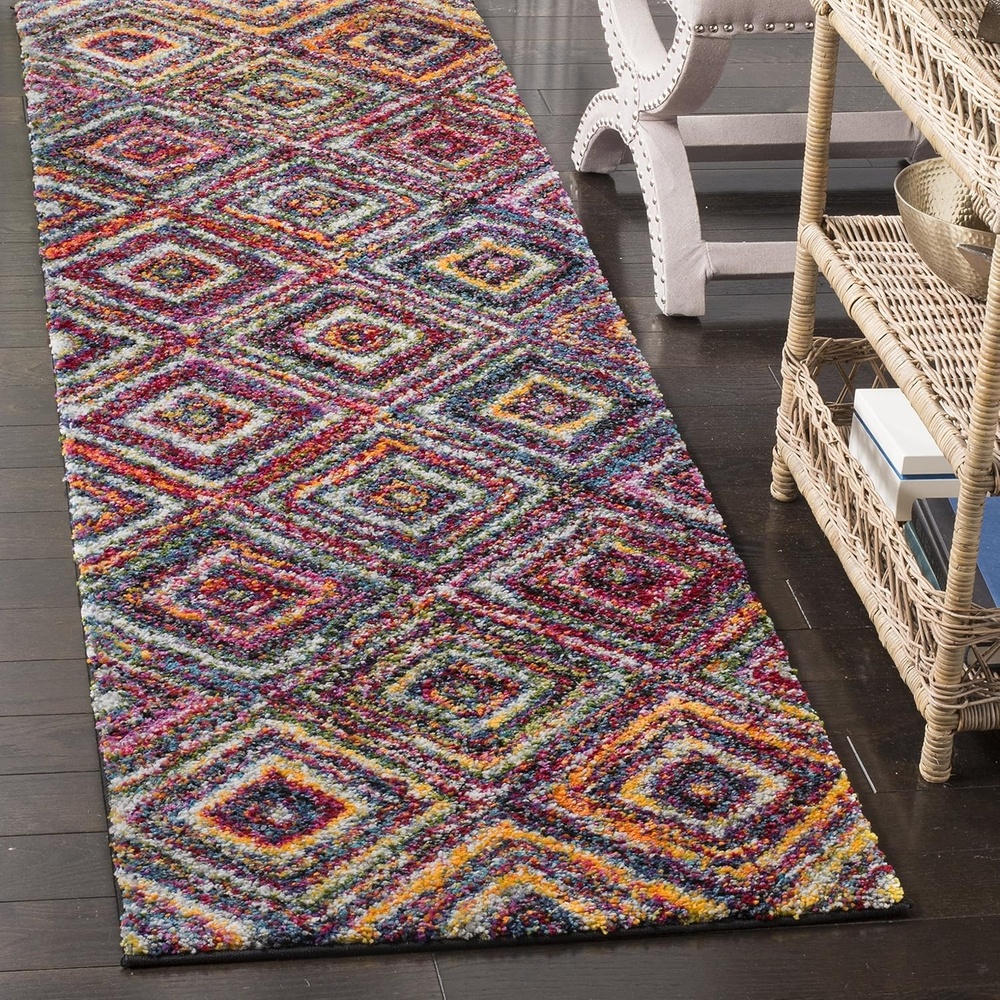 image:imageSAFAVIEH Area Rug 8x10 Fiesta Shag Collection Large Multi Modern Abstract Diamond Design NonShedding amp Easy Cleaning Ideal for Living Room Bedroom Dining Space FSG384MMulti Color