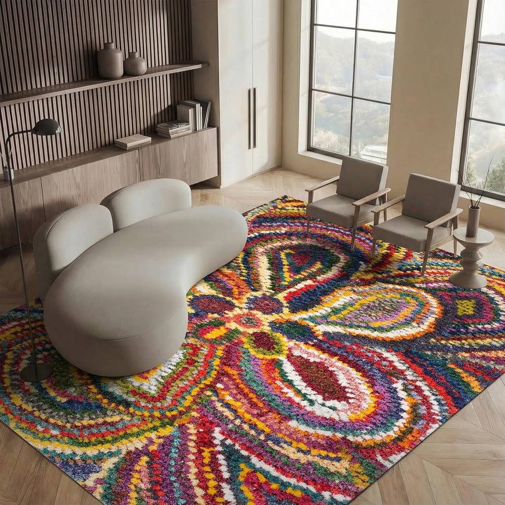 image:imageSAFAVIEH Area Rug 8x10  Fiesta Shag Collection  Large  Multi Modern Floral Design NonShedding amp Easy Cleaning Ideal for Living Room Bedroom Dining Space FSG383M