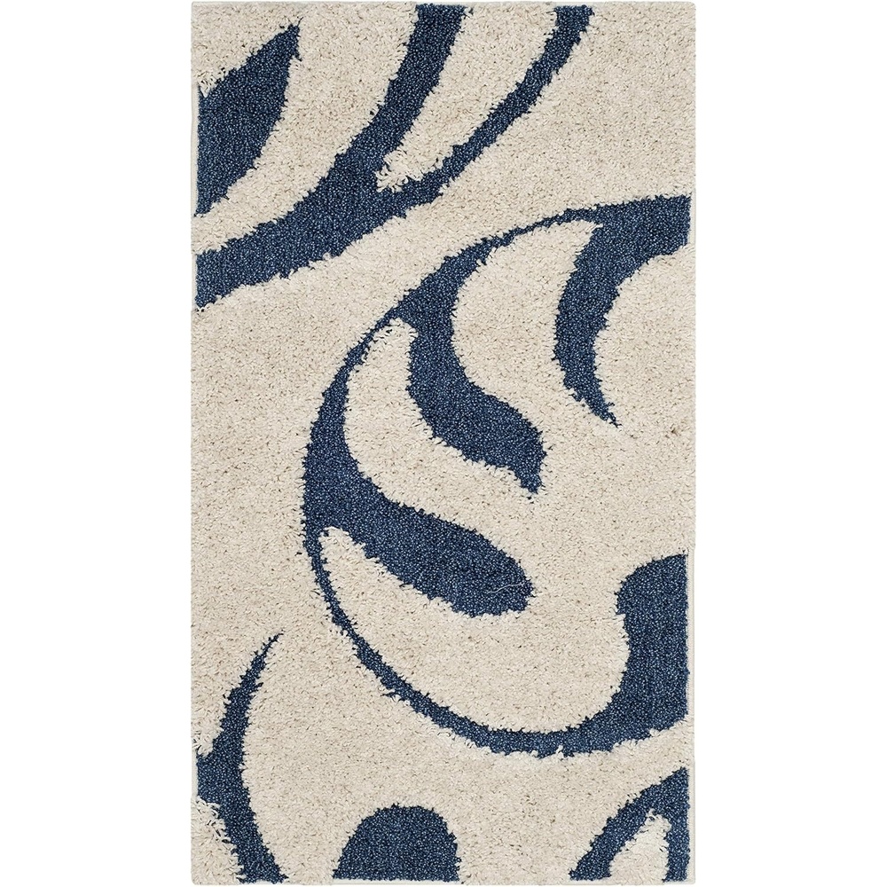 image:imageSAFAVIEH Area Rug 8x10  Florida Shag Collection  Large  Cream amp Blue Scroll Design NonShedding amp Easy Cleaning Plush Thick Pile Ideal for Living Room Bedroom Dining Space SG4681165CreamBlue