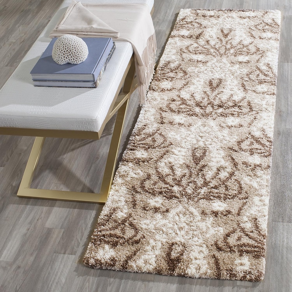 image:imageSAFAVIEH Area Rug 8x10 Florida Shag Collection Large Smoke amp Beige Floral Design NonShedding amp Easy Cleaning Plush Thick Pile Ideal for Living Room Bedroom Dining Space SG4577913BeigeCream