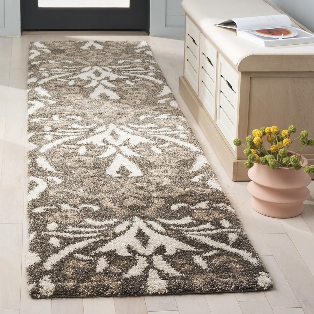 image:imageSAFAVIEH Area Rug 8x10 Florida Shag Collection Large Smoke amp Beige Floral Design NonShedding amp Easy Cleaning Plush Thick Pile Ideal for Living Room Bedroom Dining Space SG4577913SmokeBeige