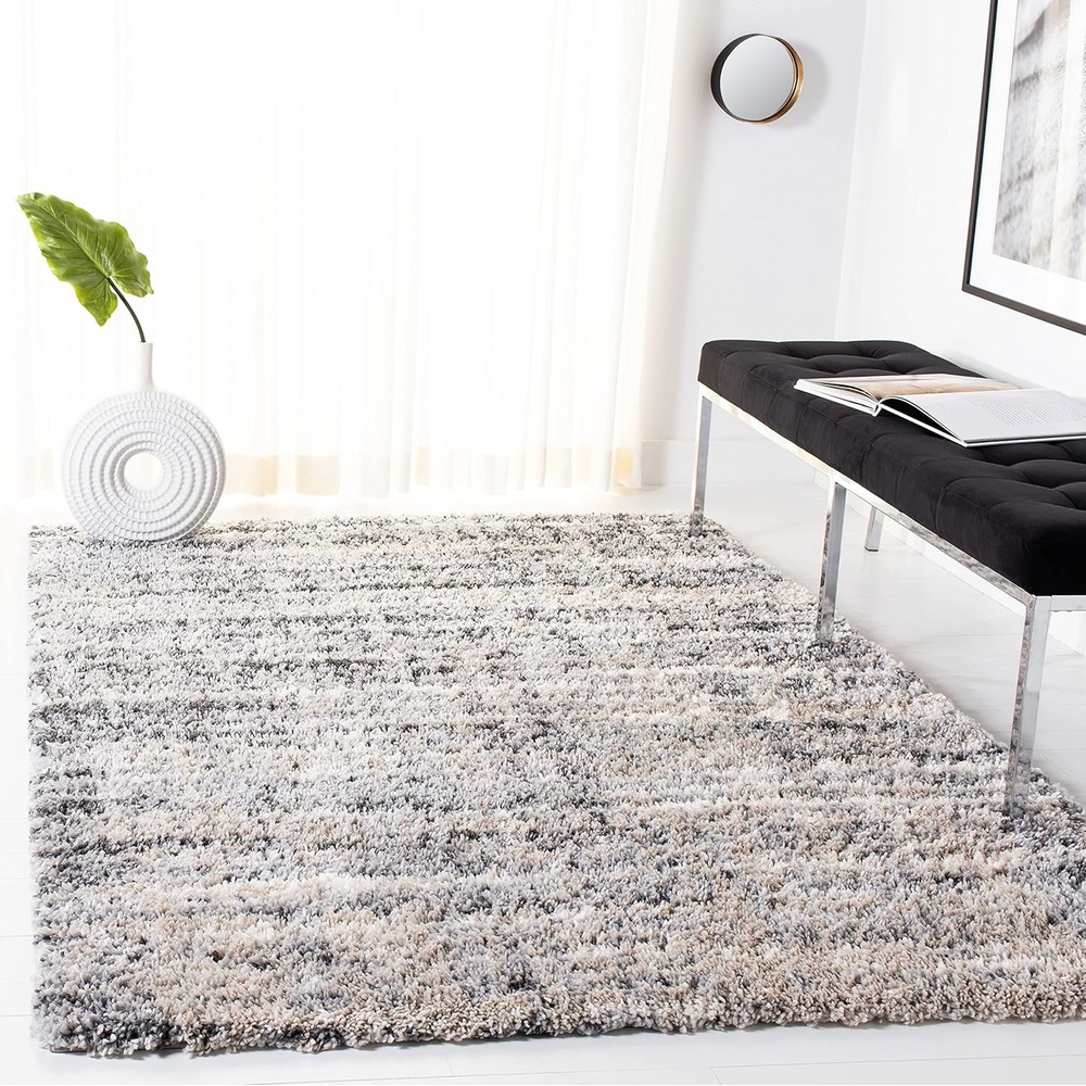 image:imageSAFAVIEH Area Rug 8x10 Fontana Shag Collection Large Grey amp Ivory Modern Design NonShedding amp Easy Cleaning Ultra Plush Thick Pile Ideal for Living Room Bedroom Dining Space FNT856G