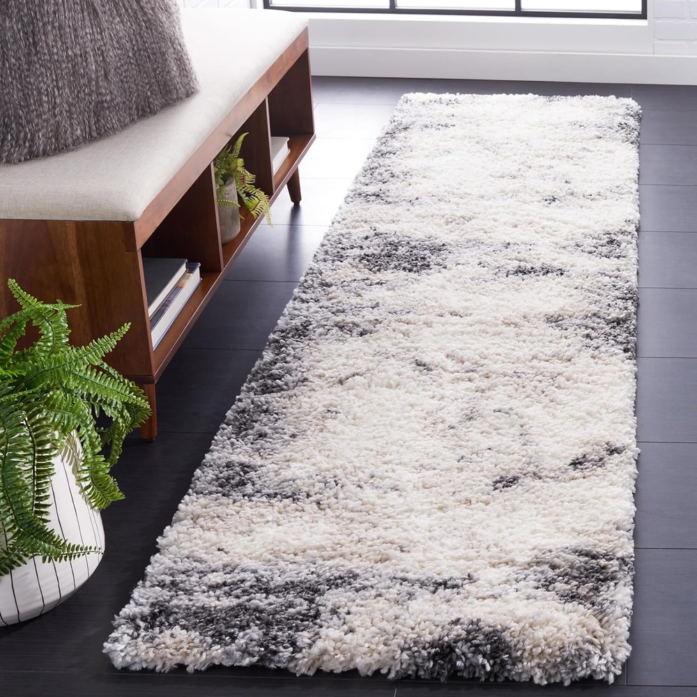 image:imageSAFAVIEH Area Rug 8x10  Fontana Shag Collection  Large  Ivory amp Grey Modern Design NonShedding amp Easy Cleaning Ultra Plush Thick Pile Ideal for Living Room Bedroom Dining Space FNT831AIvoryGrey