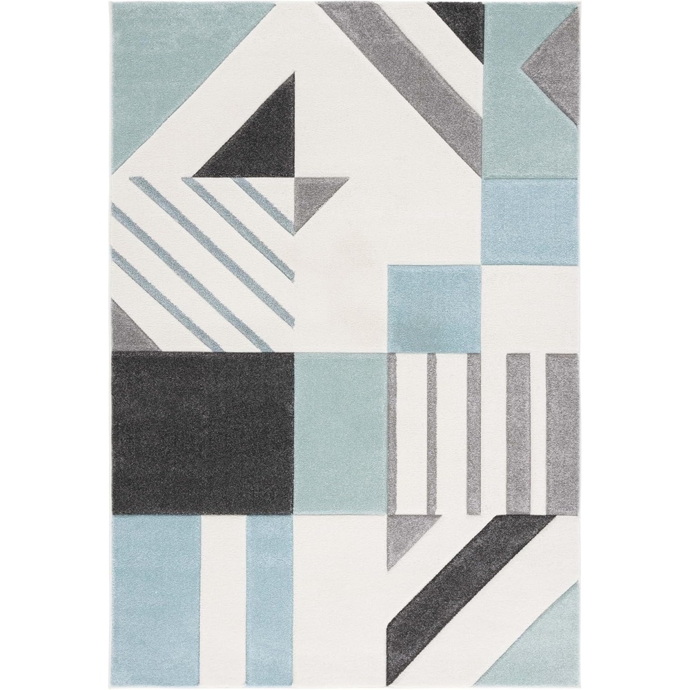 image:imageSAFAVIEH Area Rug 8x10 Hollywood Collection Large Ivory amp Peacock Blue MidCentury Modern Design NonShedding amp Easy Cleaning Ideal for Living Room Bedroom Office Dining Space HLW709BIvoryAqua