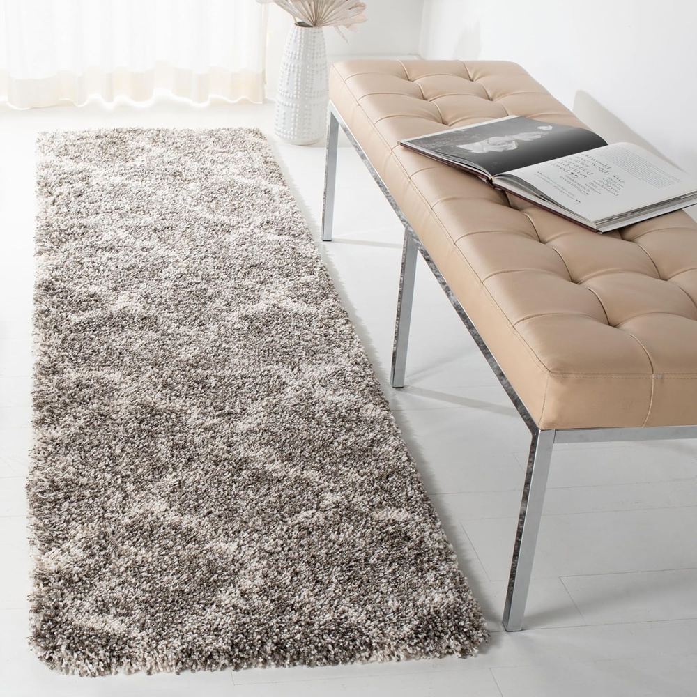 image:imageSAFAVIEH Area Rug 8x10 Hudson Shag Collection Large Grey amp Ivory Trellis Pattern NonShedding amp Easy Cleaning Ultra Plush Thick Pile Ideal for Living Room Bedroom Dining Space SGH269FGreyIvory