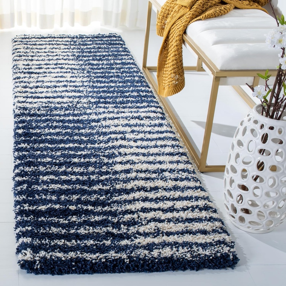 image:imageSAFAVIEH Area Rug 8x10 Hudson Shag Collection Large Navy amp Ivory Modern Design NonShedding amp Easy Cleaning Ultra Plush Thick Pile Ideal for Living Room Bedroom Dining Space SGH298NNavyIvory
