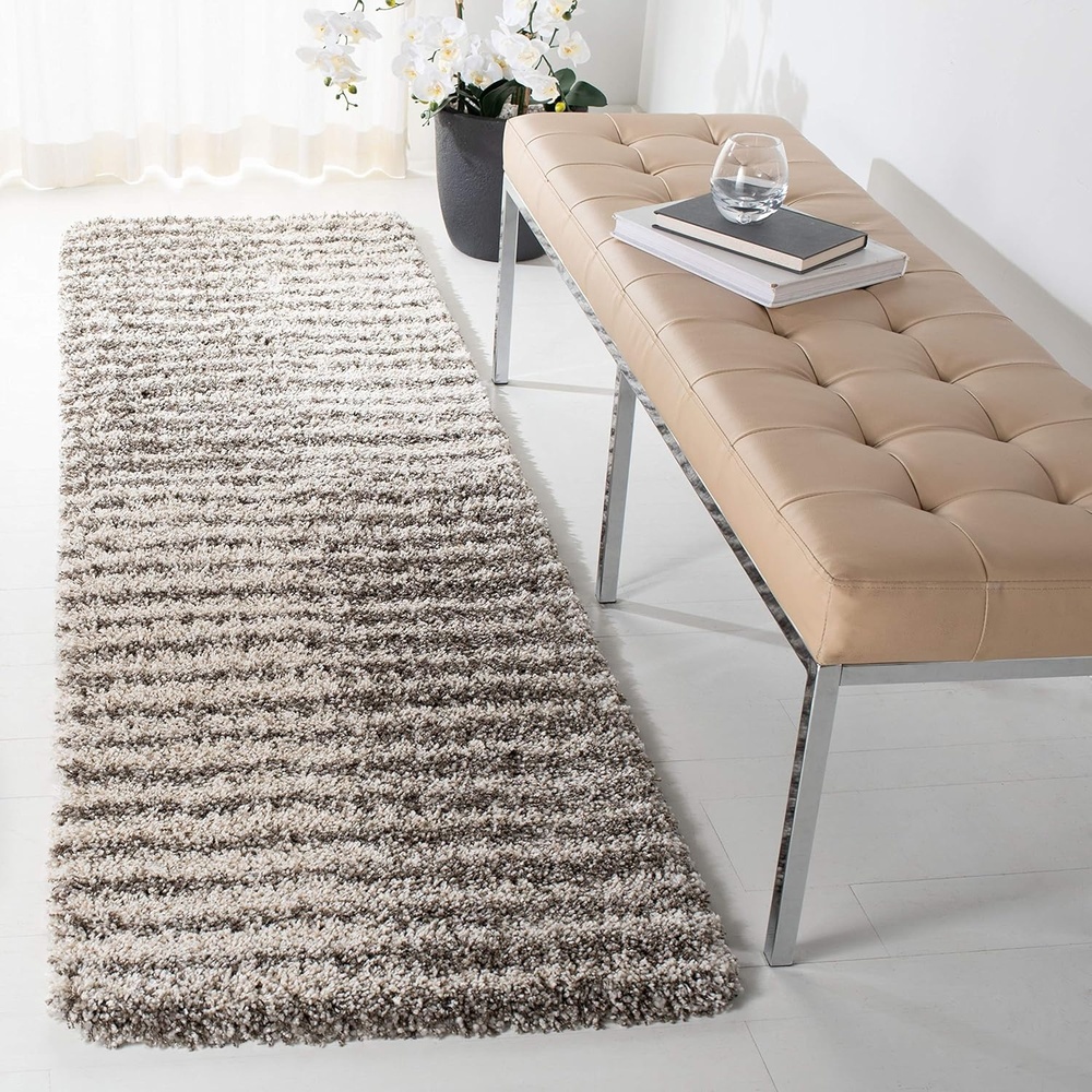 image:imageSAFAVIEH Area Rug 8x10 Hudson Shag Collection Large Navy amp Ivory Modern Design NonShedding amp Easy Cleaning Ultra Plush Thick Pile Ideal for Living Room Bedroom Dining Space SGH298NGreyIvory