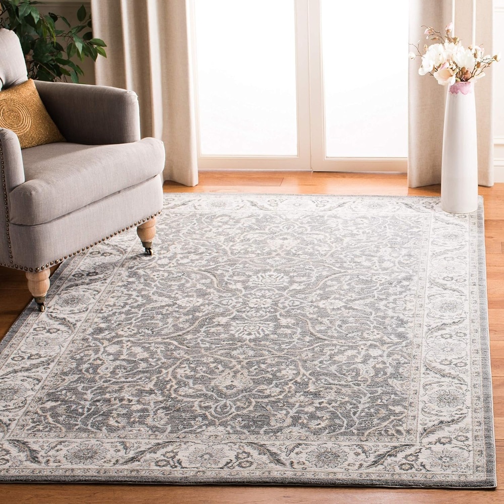 image:imageSAFAVIEH Area Rug 8x10  Isabella Collection  Large  Cream amp Beige Oriental Design NonShedding amp Easy Cleaning Ideal for Living Room Bedroom Office Dining Space ISA912AGreyDark Grey