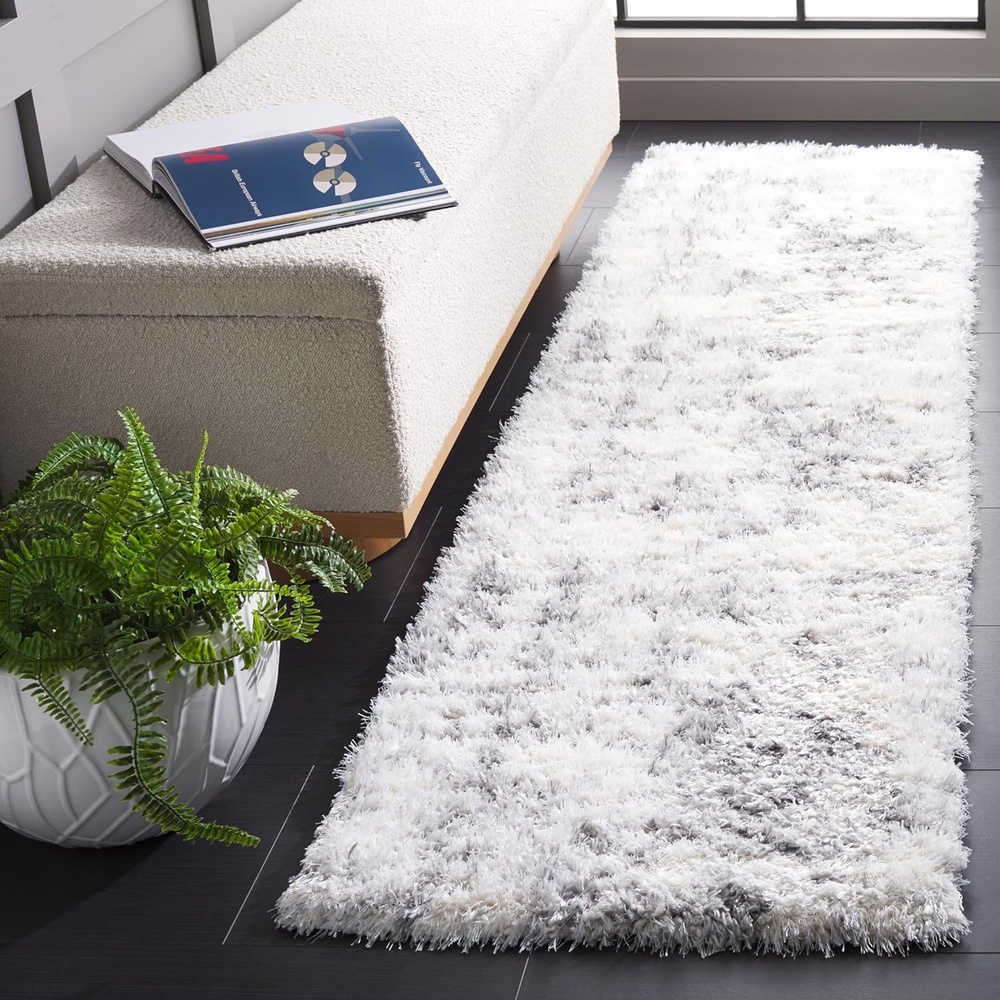 image:imageSAFAVIEH Area Rug 8x10  Lindsay Shag Collection  Large  Ivory amp Grey NonShedding amp Easy Cleaning Ultra Plush Thick Pile Ideal for Living Room Bedroom Dining Space LNS550AIvoryGrey
