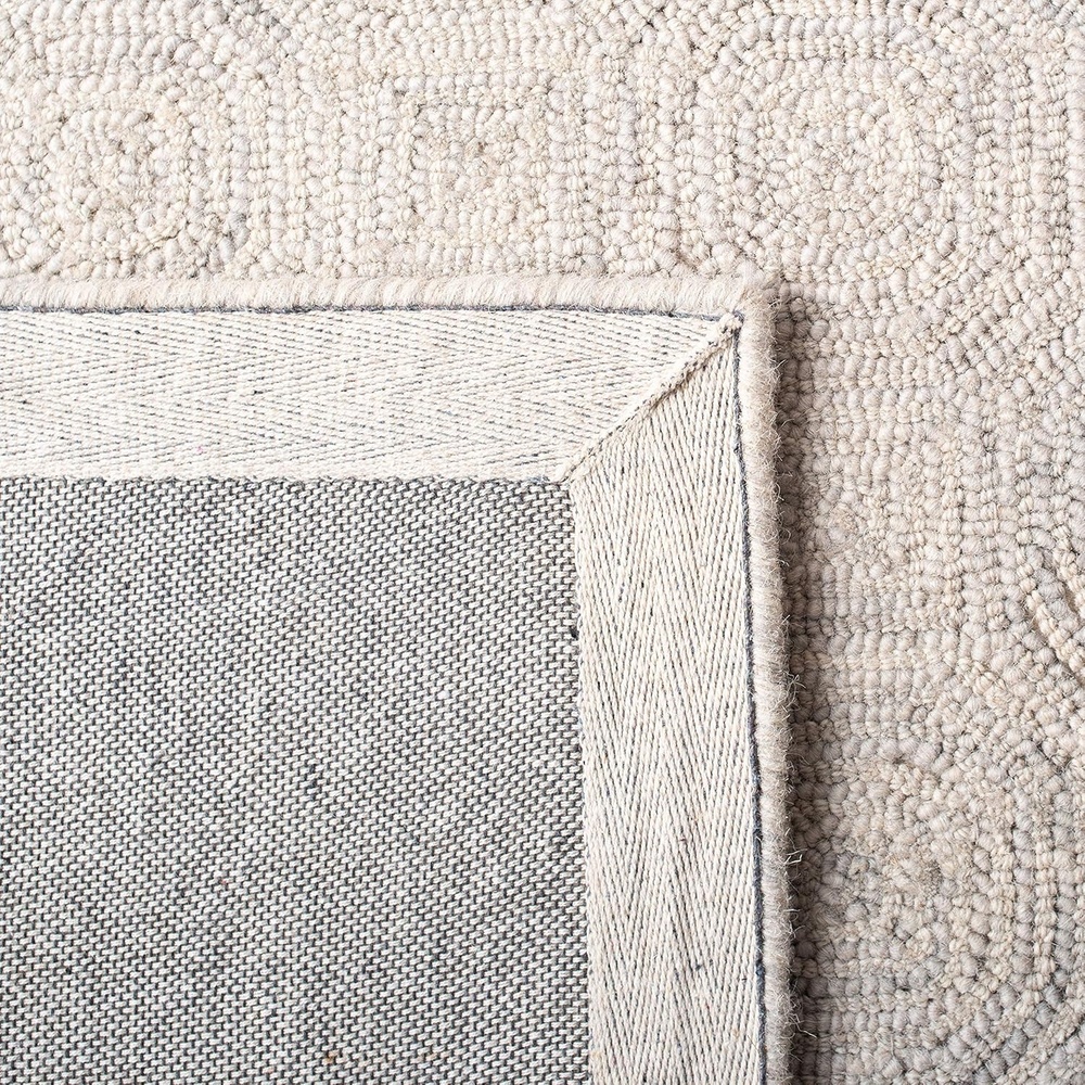 image:imageSAFAVIEH Area Rug 8x10  MicroLoop Collection  Large  Silver amp Grey Handmade Wool Ideal for Living Room Bedroom Office Dining Space MLP527GSilverGrey