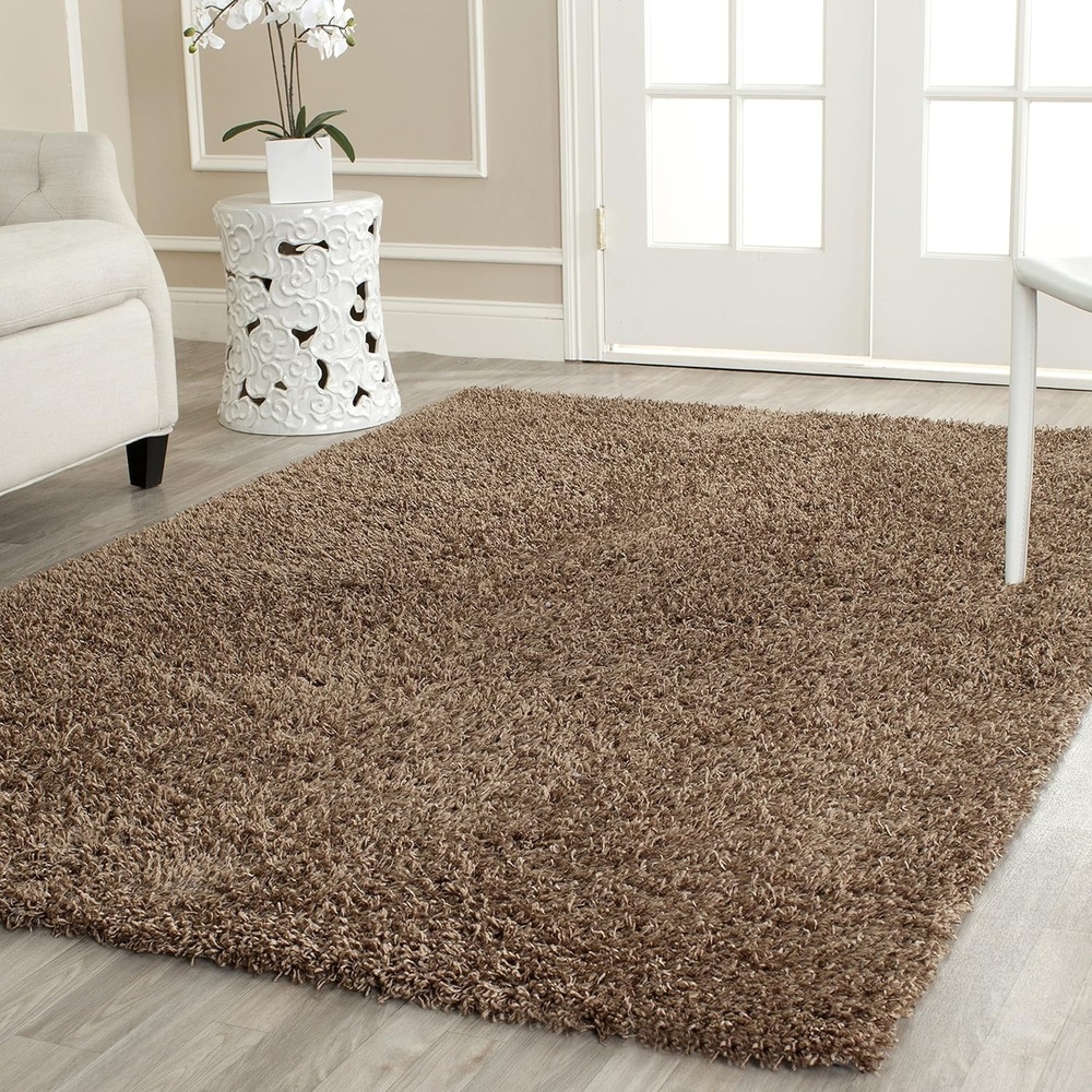 image:imageSAFAVIEH Area Rug 8x10 Monterey Shag Collection Large Creme Handmade Plush Thick Pile Ideal for Living Room Bedroom Dining Space SG851CLight Brown