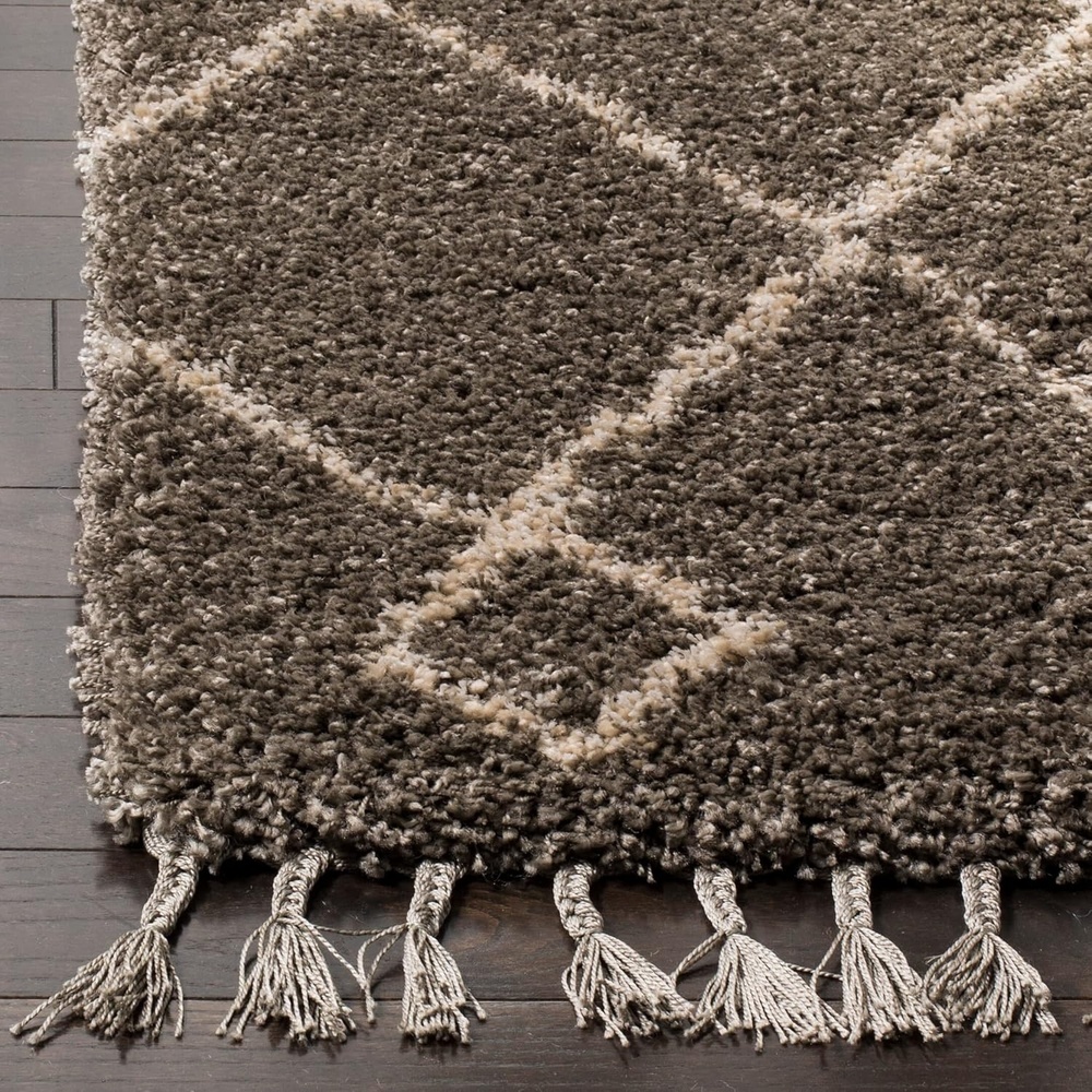 image:imageSAFAVIEH Area Rug 8x10  Moroccan Fringe Shag Collection  Large  Cream amp Charcoal Boho Design NonShedding amp Easy Cleaning Plush Thick Pile Ideal for Living Room Bedroom Dining Space MFG241BGreyCream