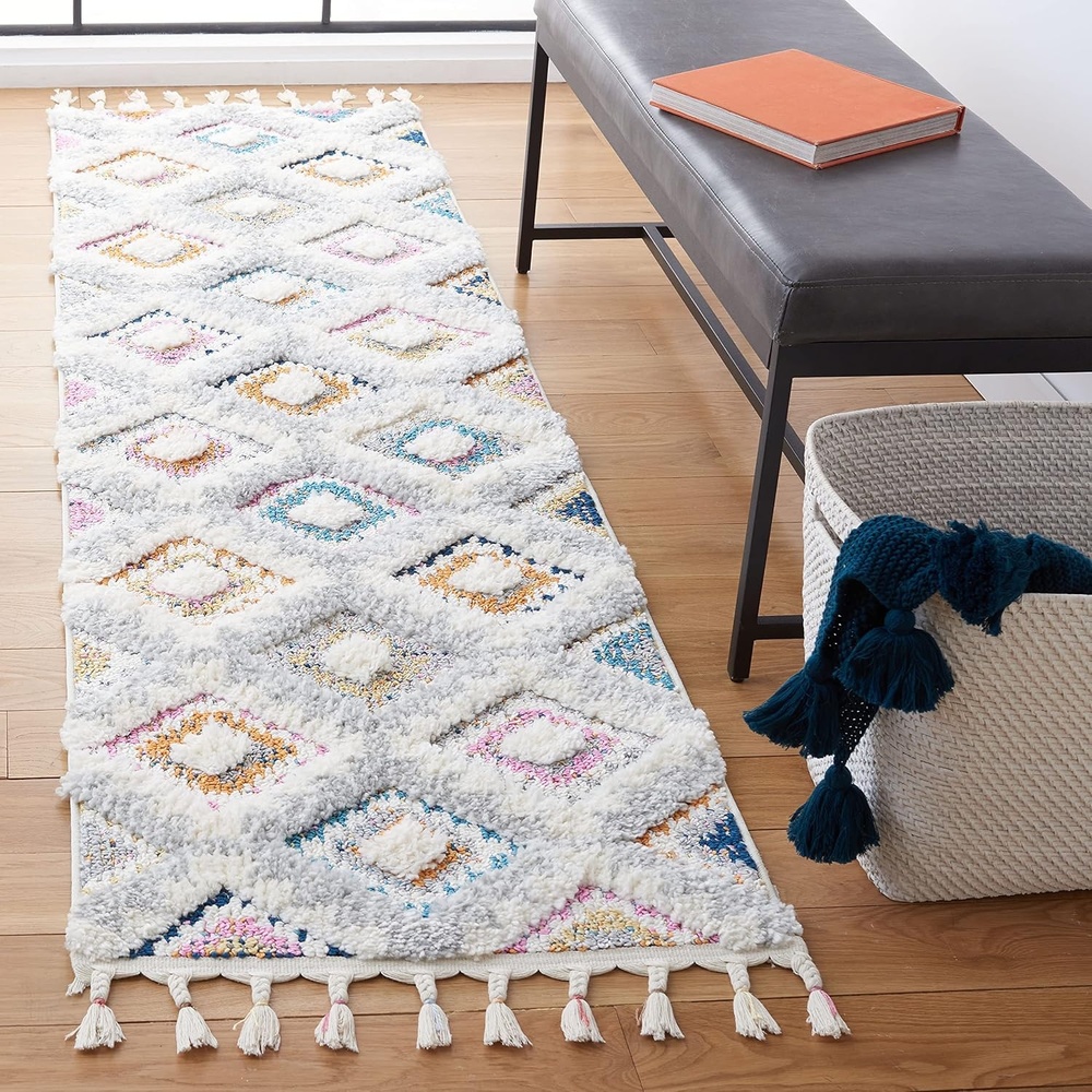 image:imageSAFAVIEH Area Rug 8x10 Moroccan Fringe Shag Collection Large Grey amp Ivory Boho Design NonShedding amp Easy Cleaning Plush Thick Pile Ideal for Living Room Bedroom Dining Space MFG106FGreyIvory