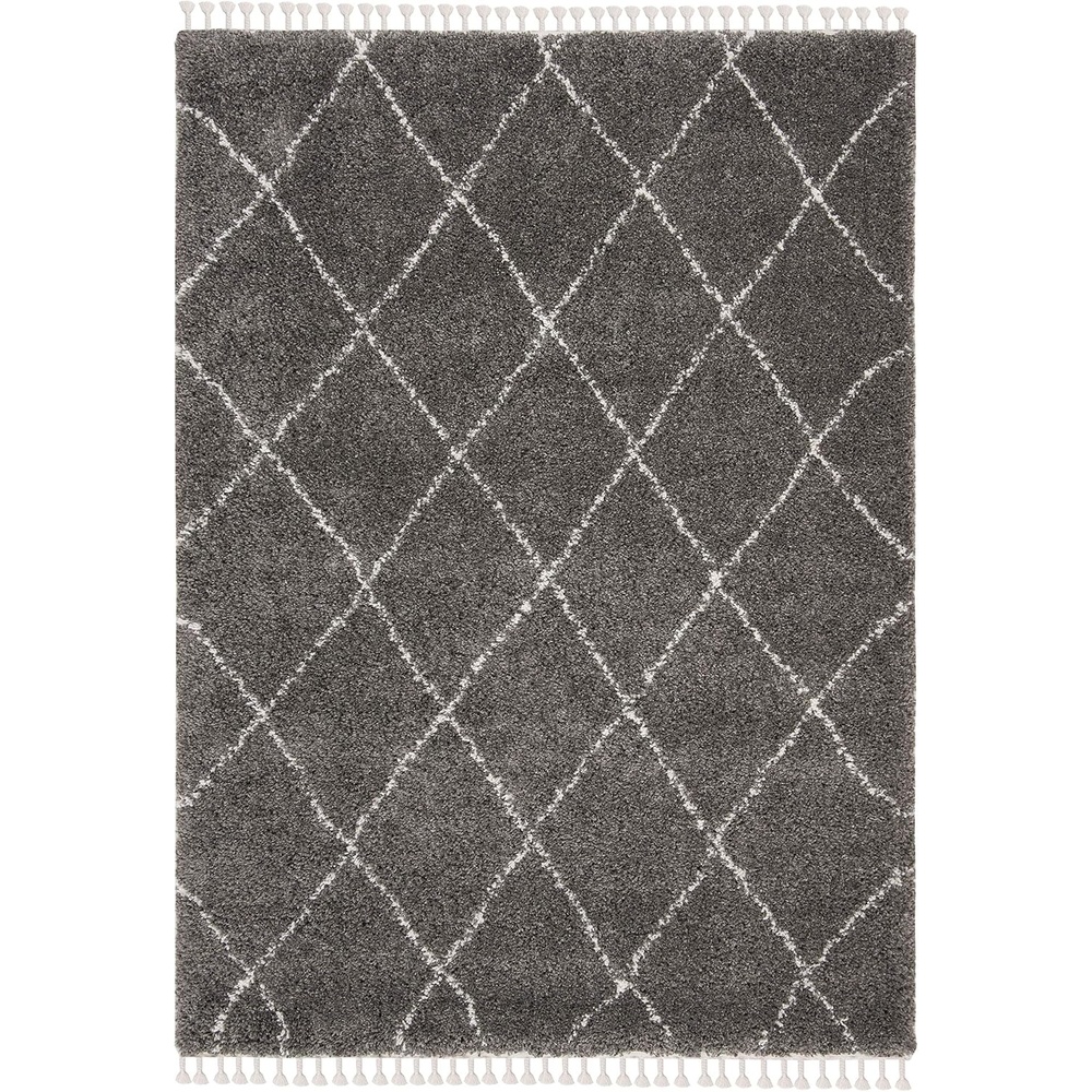 image:imageSAFAVIEH Area Rug 8x10 Moroccan Fringe Shag Collection Large Ivory amp Grey Boho Design NonShedding amp Easy Cleaning Plush Thick Pile Ideal for Living Room Bedroom Dining Space MFG332AGreyIvory