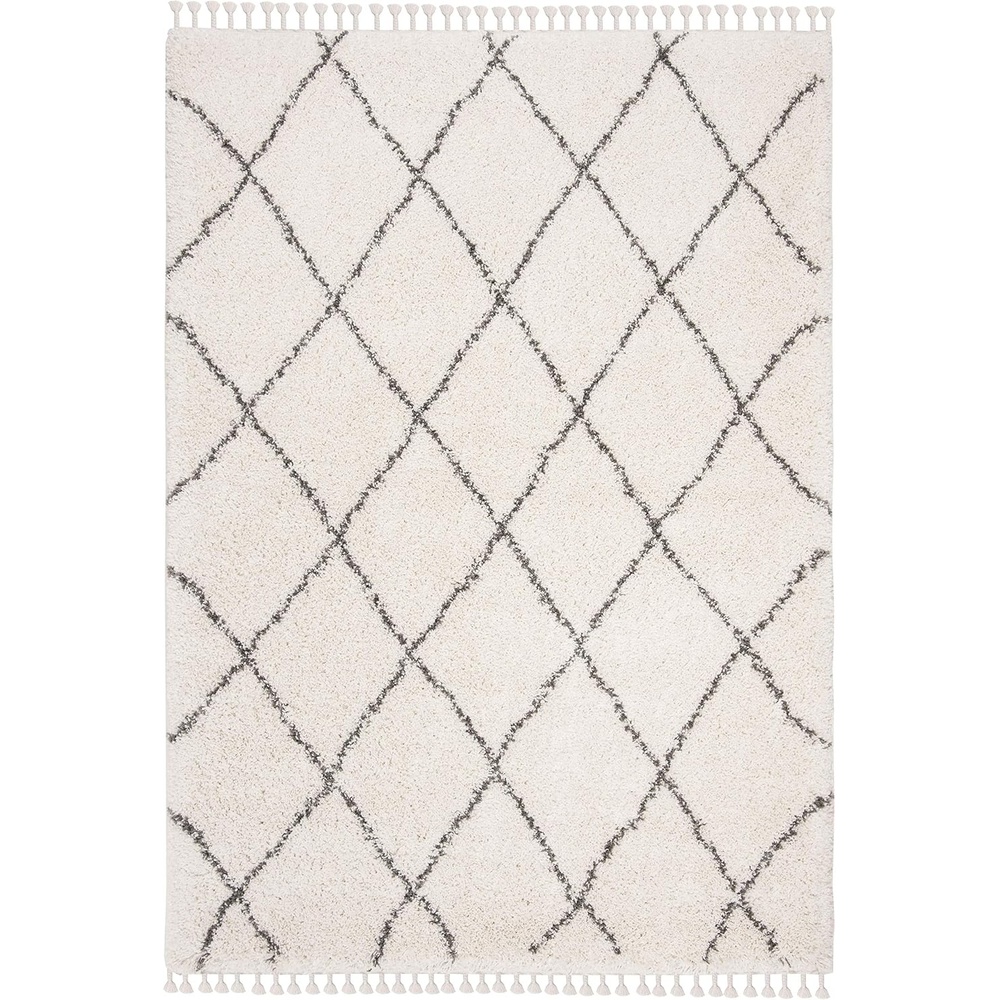image:imageSAFAVIEH Area Rug 8x10 Moroccan Fringe Shag Collection Large Ivory amp Grey Boho Design NonShedding amp Easy Cleaning Plush Thick Pile Ideal for Living Room Bedroom Dining Space MFG332AIvoryGrey