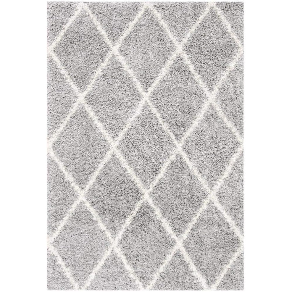 image:imageSAFAVIEH Area Rug 8x10 Parma Shag Collection Large Cream amp Grey Trellis Pattern NonShedding amp Easy Cleaning Ultra Plush Thick Pile Ideal for Living Room Bedroom Dining Space PMA515AGreyCream
