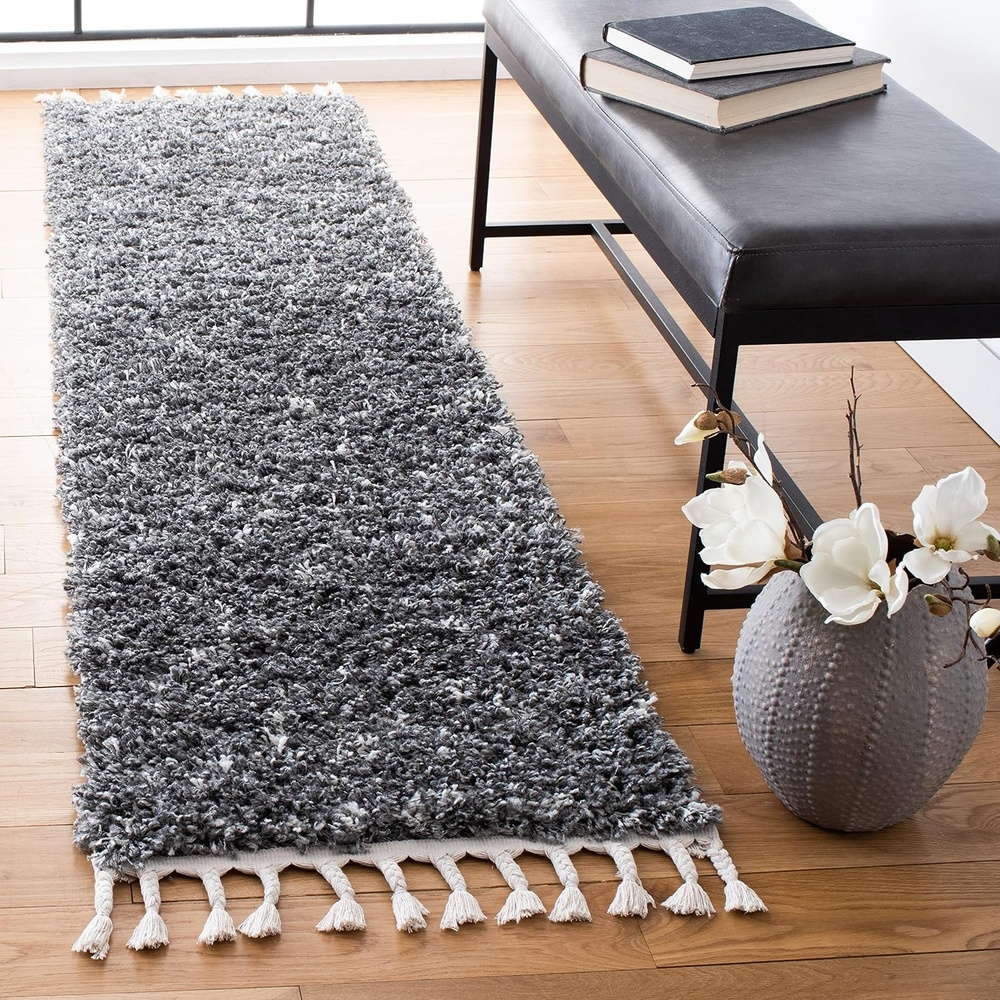 image:imageSAFAVIEH Area Rug 8x10 Pro Luxe Shag Collection Large Ivory amp Light Grey Tassel Design NonShedding amp Easy Cleaning Plush Thick Pile Ideal for Living Room Bedroom Dining Space PLX436ADark GreyIvory
