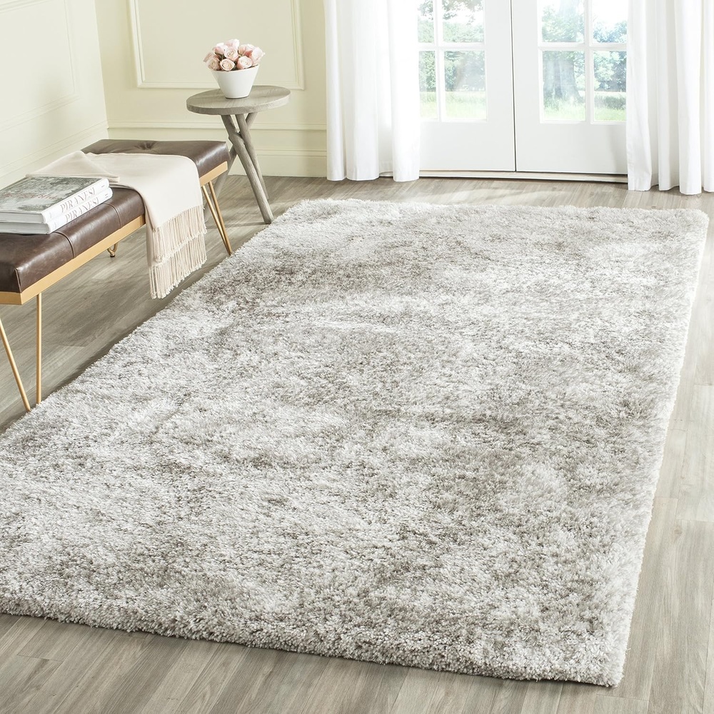 image:imageSAFAVIEH Area Rug 8x10 South Beach Shag Collection Large Snow White Handmade Ultra Plush Thick Pile Ideal for Living Room Bedroom Dining Space SBS562AIce