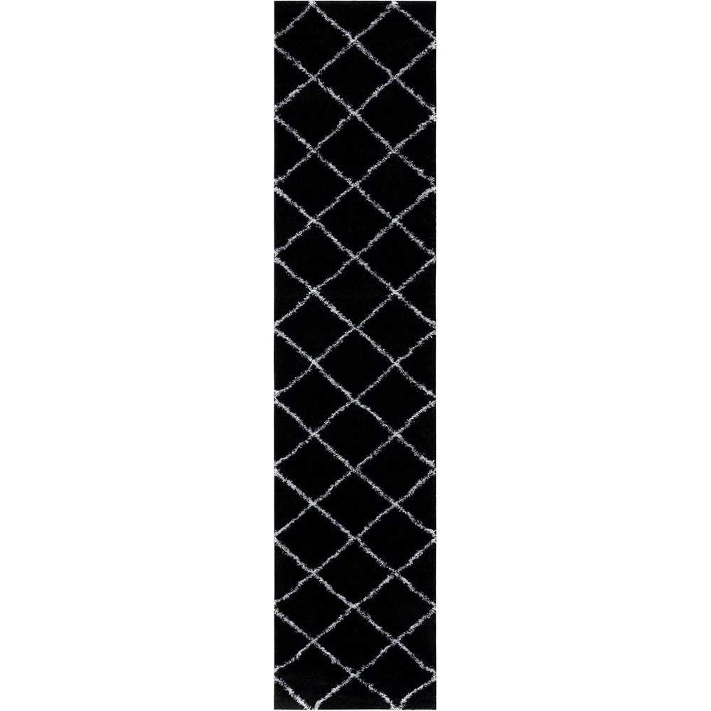 image:imageSAFAVIEH Area Rug 8x10 Tahoe Shag Collection Large Black amp White Trellis Pattern NonShedding amp Easy Cleaning Plush Thick Pile Ideal for Living Room Bedroom Dining Space THO676ZBlackWhite
