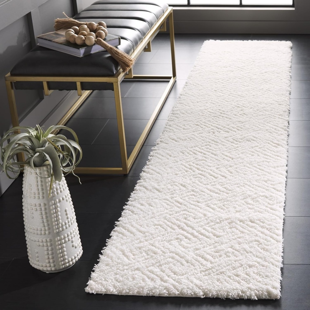 image:imageSAFAVIEH Area Rug 8x10  Tahoe Shag Collection  Large  Grey Modern Design NonShedding amp Easy Cleaning Plush Thick Pile Ideal for Living Room Bedroom Dining Space THO652FWhite