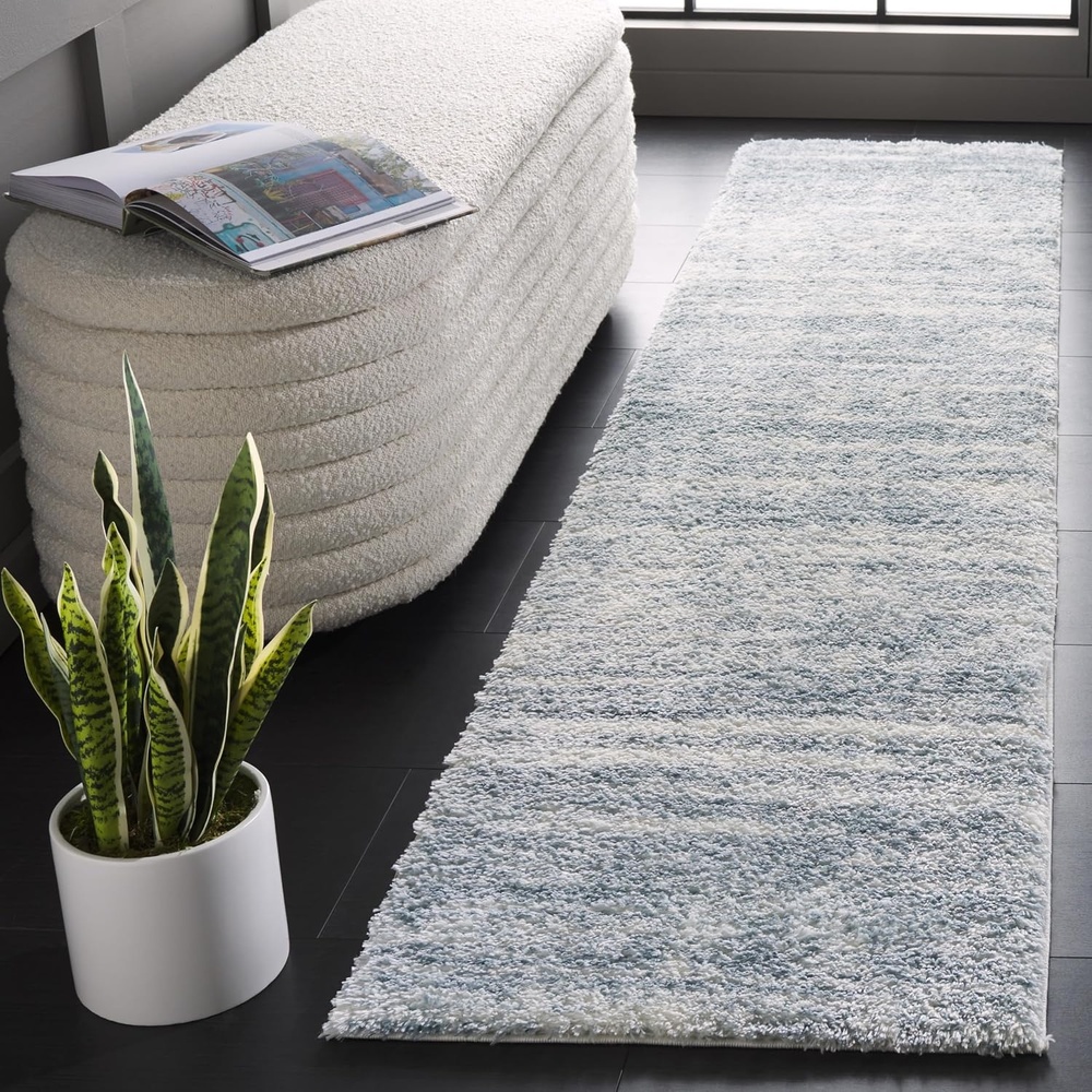 image:imageSAFAVIEH Area Rug 8x10 Tahoe Shag Collection Large Ivory amp Grey Modern Design NonShedding amp Easy Cleaning Plush Thick Pile Ideal for Living Room Bedroom Dining Space THO653ABlueIvory