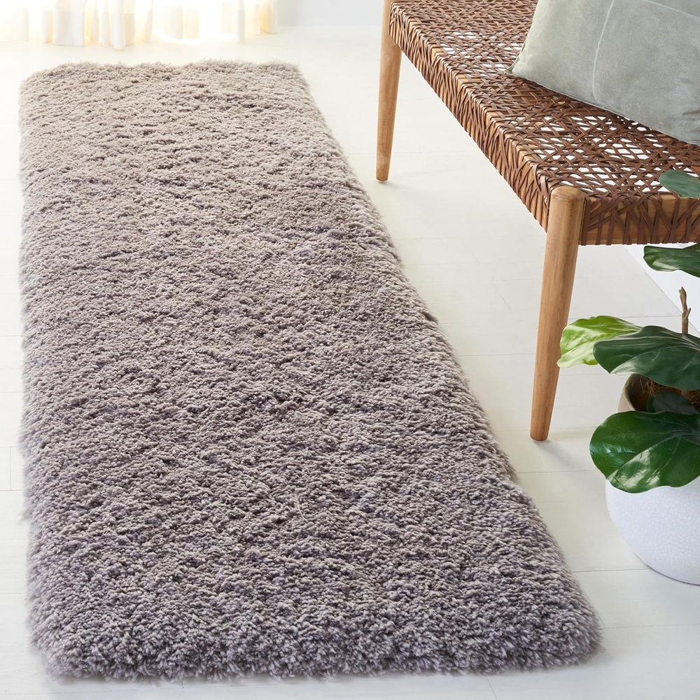 image:imageSAFAVIEH Artic Shag Collection Area Rug 86 x 12 Ivory Handmade Glam 3inch Thick Ideal for High Traffic Areas in Living Room Bedroom SG270AGrey