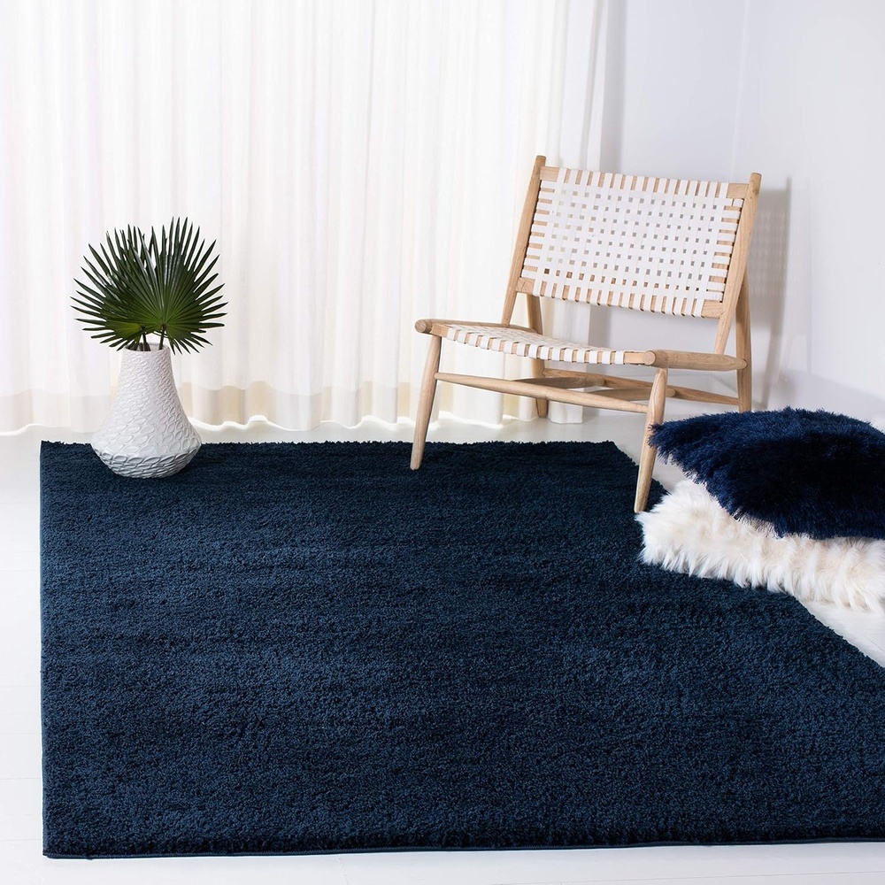 image:imageSAFAVIEH August Shag Collection Area Rug 9 x 12 Beige Solid Design NonShedding amp Easy Care 125inch Thick Ideal for High Traffic Areas in Living Room Bedroom AUG561BNavy