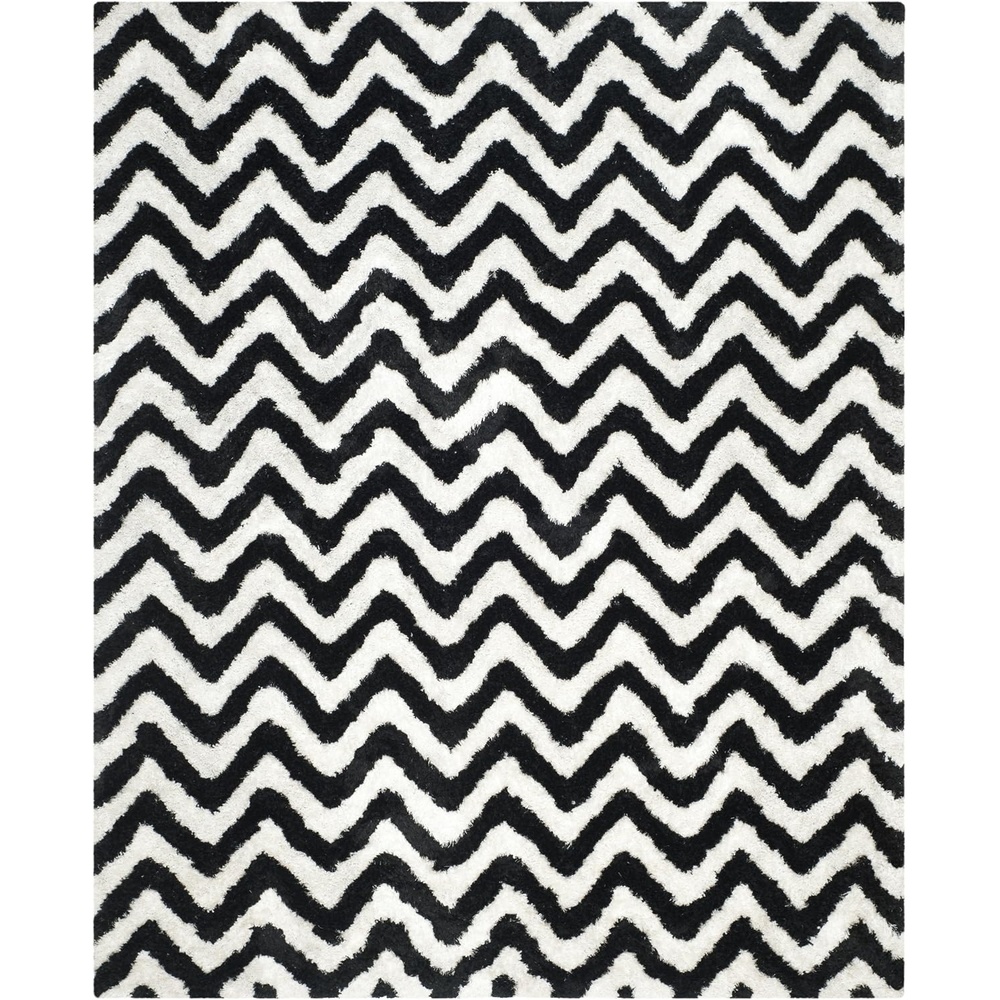 image:imageSAFAVIEH Barcelona Shag Collection Area Rug 9 x 12 Graphite amp Ivory Handmade Chevron 175inch Thick Ideal for High Traffic Areas in Living Room Bedroom BSG320DIvoryBlack