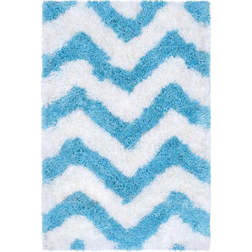 image:imageSAFAVIEH Barcelona Shag Collection Area Rug 9 x 12 Graphite amp Ivory Handmade Chevron 175inch Thick Ideal for High Traffic Areas in Living Room Bedroom BSG320DIvoryBlue