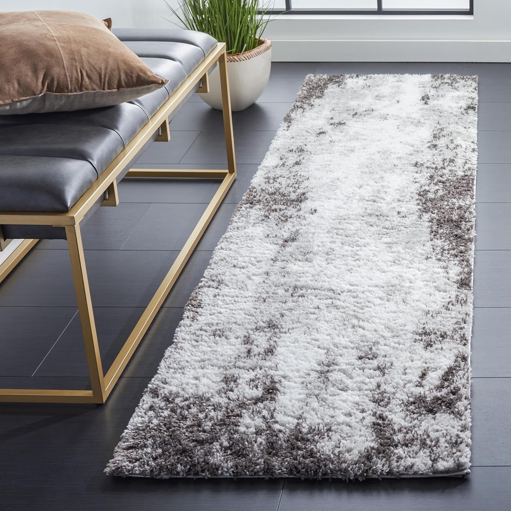 image:imageSAFAVIEH Berber Shag Collection Area Rug 9 x 12 Blue Rust amp Ivory Modern Abstract Design NonShedding amp Easy Care 125inch Thick Ideal for High Traffic Areas in Living Room Bedroom BER543AGreyDark Grey