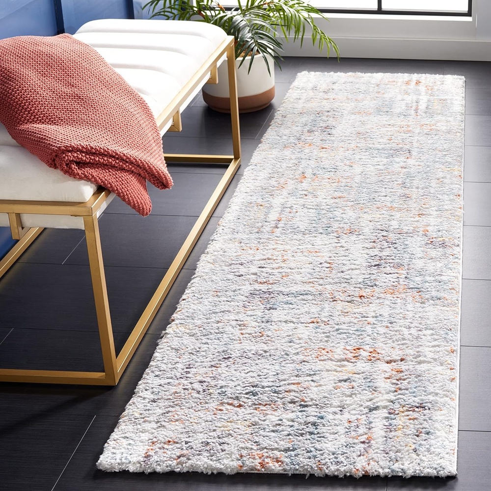 image:imageSAFAVIEH Berber Shag Collection Area Rug 9 x 12 Blue Rust amp Ivory Modern Abstract Design NonShedding amp Easy Care 125inch Thick Ideal for High Traffic Areas in Living Room Bedroom BER569ABlue RustIvory