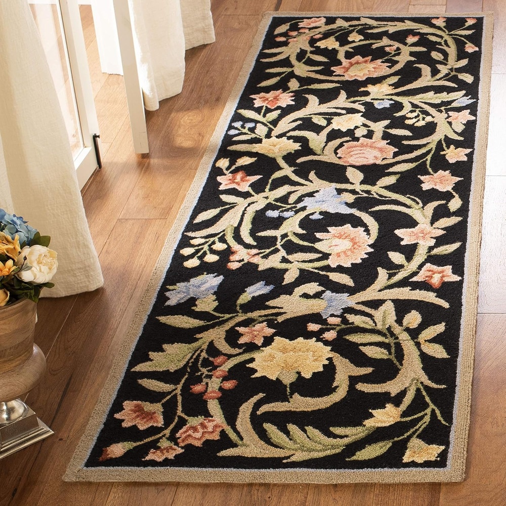 image:imageSAFAVIEH Chelsea Collection Area Rug 9 x 12 Ivory HandHooked French Country Wool Ideal for High Traffic Areas in Living Room Bedroom HK248ABlack