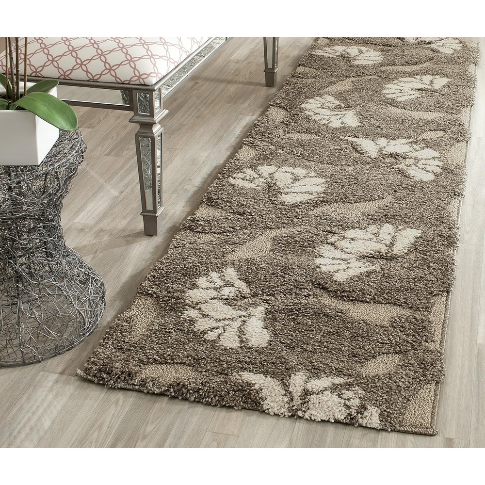 image:imageSAFAVIEH Florida Shag Collection Area Rug  8 x 10 Grey amp Beige Floral Design NonShedding amp Easy Care 12inch Thick Ideal for High Traffic Areas in Living Room Bedroom SG4598013SmokeBeige