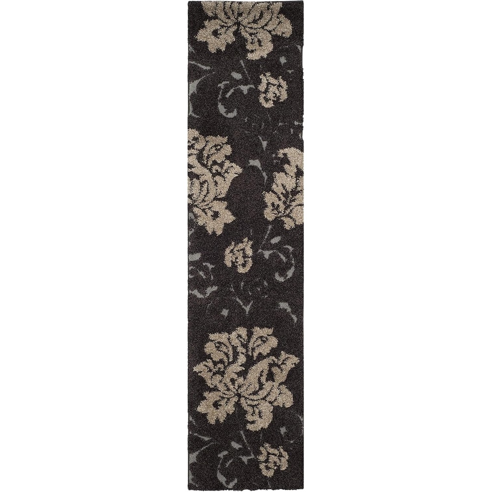 image:imageSAFAVIEH Florida Shag Collection Area Rug 86 x 12 Grey amp Beige Floral Design NonShedding amp Easy Care 12inch Thick Ideal for High Traffic Areas in Living Room Bedroom SG4588013Dark BrownSmoke