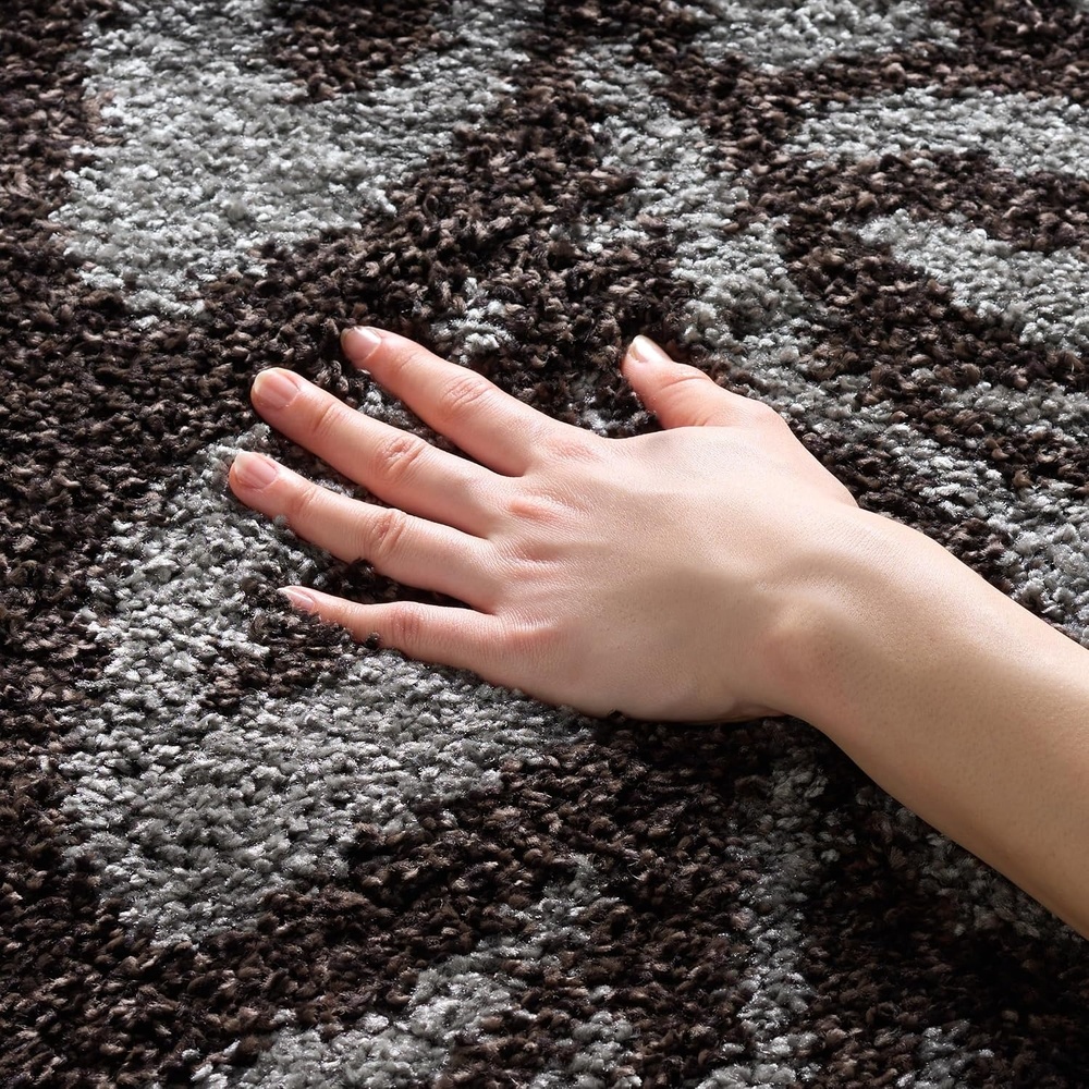 image:imageSAFAVIEH Florida Shag Collection Area Rug 86 x 12 Smoke amp Dark Brown Floral Design NonShedding amp Easy Care 12inch Thick Ideal for High Traffic Areas in Living Room Bedroom SG4567928Dark BrownGrey