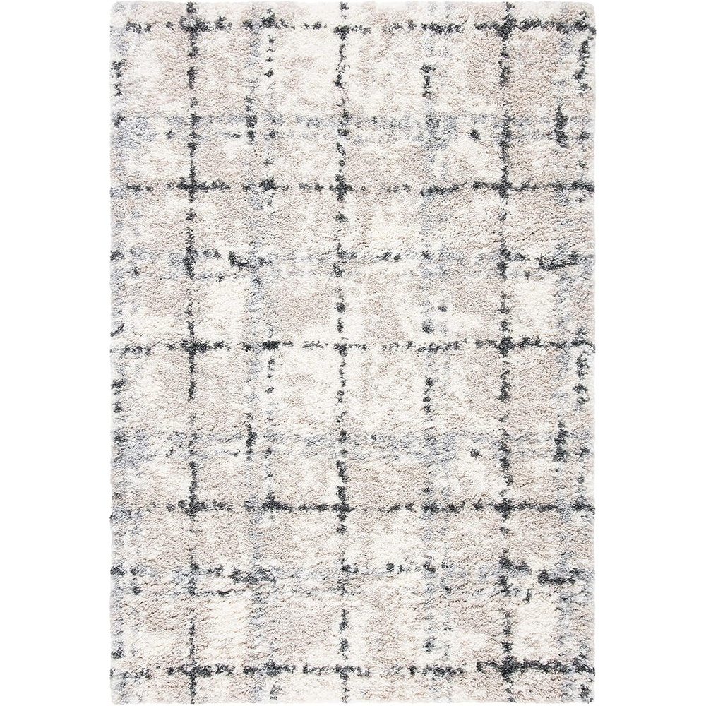 image:imageSAFAVIEH Fontana Shag Collection Area Rug 9 x 12 Grey amp Ivory Modern Grid Design NonShedding amp Easy Care 2inch Thick Ideal for High Traffic Areas in Living Room Bedroom FNT868FGreyIvory