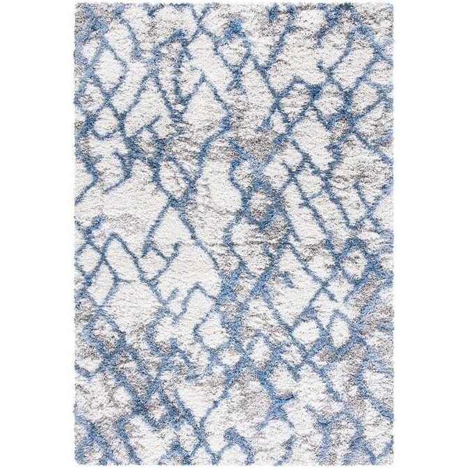 image:imageSAFAVIEH Horizon Shag Collection Area Rug 9 x 12 Ivory amp Rust Modern Abstract Design NonShedding amp Easy Care 25inch Thick Ideal for High Traffic Areas in Living Room Bedroom HZN894PIvoryBlue
